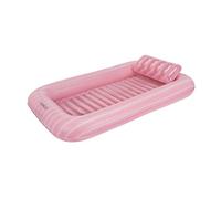 Flamingueo Bouee Piscine - Tanning Pool Individuelle - PVC Résistant - Porte-Boisson Inclus - PVC Résistant - Grande Taille - Oreiller Amovible - Beige