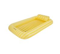 Flamingueo Bouee Piscine - Tanning Pool Individuelle - PVC Résistant - Porte-Boisson Inclus - PVC Résistant - Grande Taille - Oreiller Amovible - Jaune