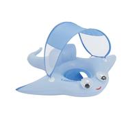 Flamingueo Bouée pour Bébé - avec Parasol et Assise Renforcée - PVC Résistant et Polyester - Double Valve - Bleu