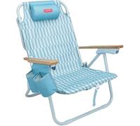 Flamingueo Chaise de Plage, Trou Rembourré Tête et Bras, Inclinable 5 Positions, Repose-Pieds et Accoudoirs Confort, Poignées Sac à Dos Facile Transport, 59 x 62,5 x 77,5 cm
