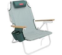 Flamingueo Chaise de Plage, Trou Rembourré Tête et Bras, Inclinable 5 Positions, Repose-Pieds et Accoudoirs Confort, Poignées Sac à Dos Facile Transport, 59 x 62,5 x 77,5 cm
