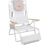 Flamingueo Chaise de Plage, Trou Rembourré Tête et Bras, Inclinable 5 Positions, Repose-Pieds et Accoudoirs Confort, Poignées Sac à Dos Facile Transport, 83,2 x 66,7 x 97 cm