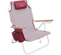 Flamingueo Chaise de Plage, Trou Rembourré Tête et Bras, Inclinable 5 Positions, Repose-Pieds et Accoudoirs Confort, Poignées Sac à Dos Facile Transport, 59 x 62,5 x 77,5 cm