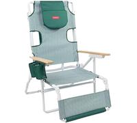 Flamingueo Chaise de Plage, Trou Rembourré Tête et Bras, Inclinable 5 Positions, Repose-Pieds et Accoudoirs Confort, Poignées Sac à Dos Facile Transport, 83,2 x 66,7 x 97 cm