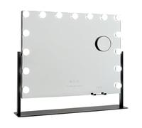 Flamingueo Miroir Coiffeuse - Miroir Hollywood 15 LED, Miroir Maquillage Lumineux 3 Modes, Position Réglable 360º, Chargeur Wireless, Miroir LED, Noir