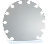 Flamingueo Miroir Coiffeuse Rond - 12 LED - 3 Modes D'Éclairage - Intensité Réglable - Contrôle Tactile - Miroir Maquillage - Blanc - 50x12x47cm