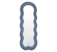 Flamingueo Miroir Mural - Cadre Tissu Teddy - Miroir Vague - Forme Irrégulière - Deco Chambre - Bleu - 160 x 60 x 4 cm