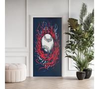 Flamme Abstraite Poster de Porte 3D Trompe L'oeil, Baseball Auto-Adhésif Sticker Porte pour Chambre Cuisine, Motif Ball Cool Stickers Autocollants de Porte 73x205 cm