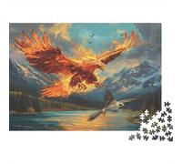 Flamme Aigle,Puzzles pour Adultes 1000pcs (75x50cm),Jeux De Défi with Montagnes in The Background