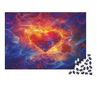 Flamme Amour Puzzle 1000 Pièces Cadeau Unique Burning Heart Jeu Éducatif Défi Jouet À De Qualité Supérieure Peinture Art pour Adultes Et Enfants À Partir De 14 Ans 1000pcs (75x50cm)