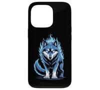 Flamme Bleue Loup Esprit Animal Puissant Coque pour iPhone 13 Pro