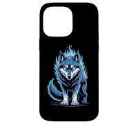 Flamme Bleue Loup Esprit Animal Puissant Coque pour iPhone 14 Pro Max