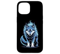 Flamme Bleue Loup Esprit Animal Puissant Coque pour iPhone 15