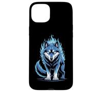 Flamme Bleue Loup Esprit Animal Puissant Coque pour iPhone 15 Plus