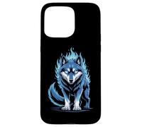 Flamme Bleue Loup Esprit Animal Puissant Coque pour iPhone 15 Pro Max