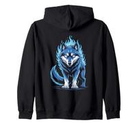 Flamme Bleue Loup Esprit Animal Puissant Sweat à Capuche