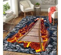 Flamme, Bois, Pont, 3D, Salon, Table Basse, Tapis, Chambre à Coucher, Tapis De Chevet, Tapis De Cuisine, Tapis De Porte, 160X200cm(63X79inch)