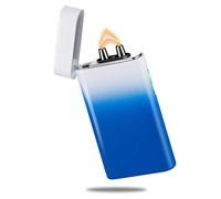 Flamme Briquet Électrique Indicateur de Batterie Briquet USB Type C Plasma Rechargeable Coupe-Vent, RSBYE Personnalisé Briquets pour Bougies/Grill (Bleu et Blanc)