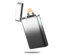 Flamme Briquet Électrique Indicateur de Batterie Briquet USB Type C Plasma Rechargeable Coupe-Vent, RSBYE Personnalisé Briquets pour Bougies/Grill (Noir et Blanc)