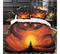 Flamme et Serpent Ensemble De Literie Trois Pièces Désert Cosmique en feu Imprimés en 3D, Housse De Couette + Taies d'oreiller pour Adultes Enfants Super King(260x220cm)