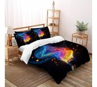 Flamme Housse De Couette 3 Pièces Imprimé De Couvre-Lit Microfibre Adulte avec Fermeture Éclair Et Taies d'oreiller Double（200x200cm）