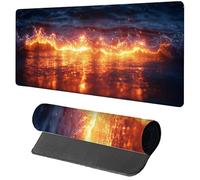Flamme Tapis de Souris 800x400x3mm, Tapis de Souris XXL Gaming Flots, Grand sous Main Bureau avec Rubber Base, Gaming Accessoire Bureau, Haute Précision et Vitesse Mouse Pad, pour Gamer, PC S-1395
