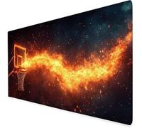 Flamme Tapis Souris Gamer, Tapis De Souris XXL 500x250x3mm, Tapis De Bureau Le Panier avec Bords Cousus Et Base en Caoutchouc, éTanche Mouse Pad Convient pour Bureau/Maison, Hiver Cadeau Noel A445