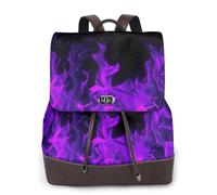 Flamme violette,Sac à dos imperméable pour femme, sac à dos de voyage léger en cuir PU tendance