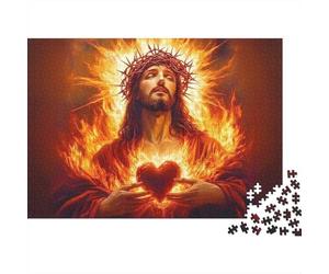 Flammes Ardentes Coeur Puzzle 1000 Pièces Puzzle pour Adultes Papier Relaxation Interactions Décor Cadeau 38x26cm/1000pcs