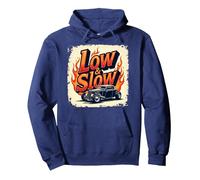 Flammes de Voiture Vintage Low & Slow Hot Rod Cruising Sweat à Capuche, Unisexe pour Adultes, Bleu Marine, S