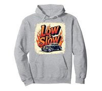 Flammes de Voiture Vintage Low & Slow Hot Rod Cruising Sweat à Capuche, Unisexe pour Adultes, Gris Chiné, XXL