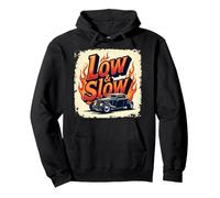 Flammes de Voiture Vintage Low & Slow Hot Rod Cruising Sweat à Capuche, Unisexe pour Adultes, Noir, M