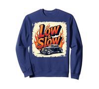 Flammes de Voiture Vintage Low & Slow Hot Rod Cruising Sweatshirt, Unisexe pour Adultes, Bleu Marine, L