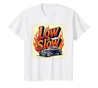 Flammes de Voiture Vintage Low & Slow Hot Rod Cruising T-Shirt, Enfant, Blanc, 2 Ans