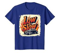 Flammes de Voiture Vintage Low & Slow Hot Rod Cruising T-Shirt, Enfant, Bleu Royal, 6 Ans