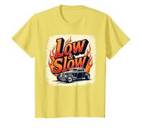 Flammes de Voiture Vintage Low & Slow Hot Rod Cruising T-Shirt, Enfant, Citron, 3 Ans