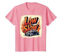 Flammes de Voiture Vintage Low & Slow Hot Rod Cruising T-Shirt, Enfant, Rose, 8 Ans