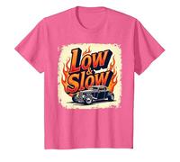 Flammes de Voiture Vintage Low & Slow Hot Rod Cruising T-Shirt, Enfant, Rose chiné, 2 Ans
