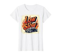 Flammes de Voiture Vintage Low & Slow Hot Rod Cruising T-Shirt, Femme, Blanc, XL