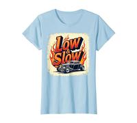 Flammes de Voiture Vintage Low & Slow Hot Rod Cruising T-Shirt, Femme, Bleu Céleste, S