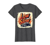 Flammes de Voiture Vintage Low & Slow Hot Rod Cruising T-Shirt, Femme, Chiné Foncé, XL