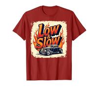 Flammes de Voiture Vintage Low & Slow Hot Rod Cruising T-Shirt, Homme, Canneberge, L