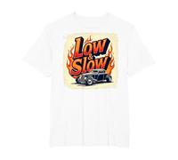 Flammes de Voiture Vintage Low & Slow Hot Rod Cruising T-Shirt, Homme Grandes Tailles, Blanc, 3X Tall