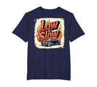 Flammes de Voiture Vintage Low & Slow Hot Rod Cruising T-Shirt, Homme Grandes Tailles, Bleu Marine, 3X Tall