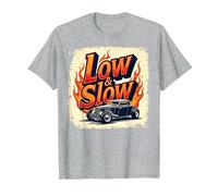Flammes de Voiture Vintage Low & Slow Hot Rod Cruising T-Shirt, Homme, Gris Chiné, 5XL