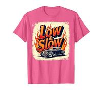Flammes de Voiture Vintage Low & Slow Hot Rod Cruising T-Shirt, Homme, Rose Chiné, M