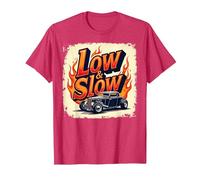 Flammes de Voiture Vintage Low & Slow Hot Rod Cruising T-Shirt, Homme, Rouge Chiné, L