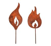 Rayher 46553638 Décoration de jardin flammes, métal rouillé, 2 pces., 13cm + 15cm, à piquer, intérieur, extérieur, cadeau, Cuivre