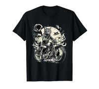 Flammes rugissantes motard chat sur moto T-Shirt