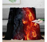 Flammes Vives Plaid 3D Imprimé Microfibre Décoration Maison Couverture Feu pour Adulte Jeune Canapé Lit Douce Cadeau 40x50(100x130cm)
